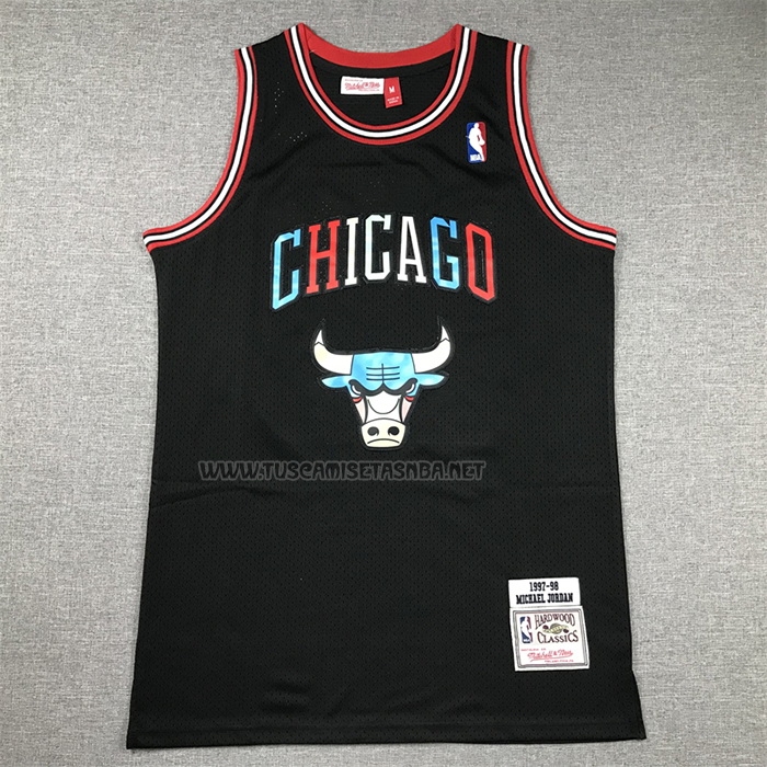 Camiseta Michael Jordan NO 23 Chicago Bulls Mitchell & Ness 1997-98 Negro2